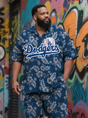 Male Full-Figure Tropical Nautical Sport Short-Sleeve Set