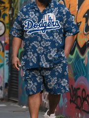 Male Full-Figure Tropical Nautical Sport Short-Sleeve Set