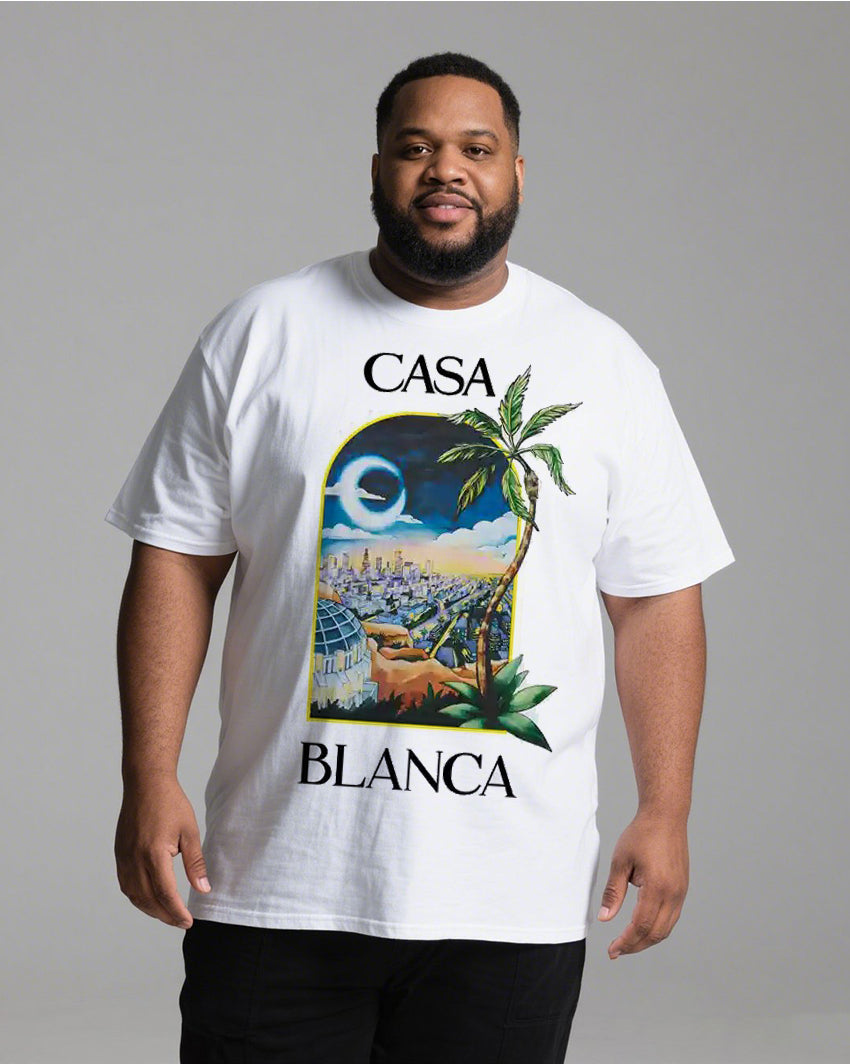 Plus-Size Men's Summer Casual Short-Sleeve Printed T-Shirt – Soft & Skin-Friendly