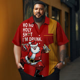 Men's Christmas Drunk Santa Claus strips  printed  Plus Size Short Sleeve Shirt