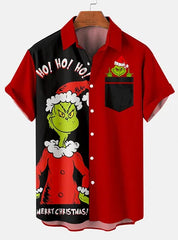 Men's Christmas monster  printed  Plus Size Short Sleeve Shirt