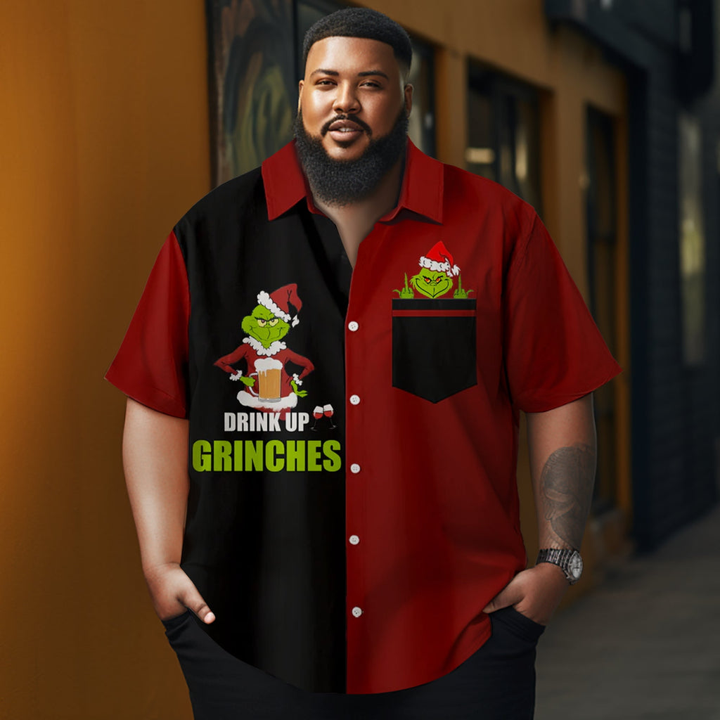 Men's Christmas monster  printed  Plus Size Short Sleeve Shirt