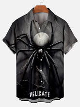 Load image into Gallery viewer, Men&#39;s Halloween Horror Movie Spider Pattern Short Sleeve Shirt