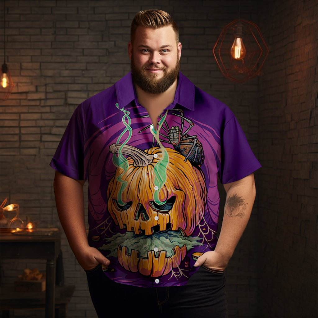 Halloween Illustration Print Men's Short-Sleeved Shirt