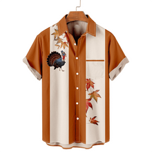 Load image into Gallery viewer, Men&#39;s Thanksgiving Turkey Printed Casual Short Sleeve Plus Size Shirt