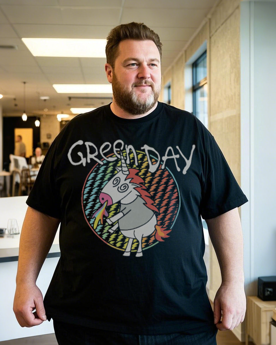 Plus Size men's Printed T-Shirt | 100% Cotton | Summer Casual Tee