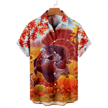 Load image into Gallery viewer, Men&#39;s Thanksgiving Turkey Printed Casual Short Sleeve Plus Size Shirt