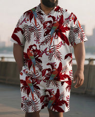Men's Loose-Cut Tropical Island Athletic Shorts Set
