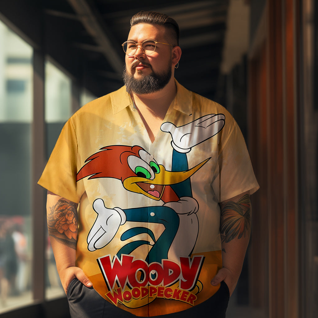 Men's Woody Print Plus Size Short Sleeve Shirt