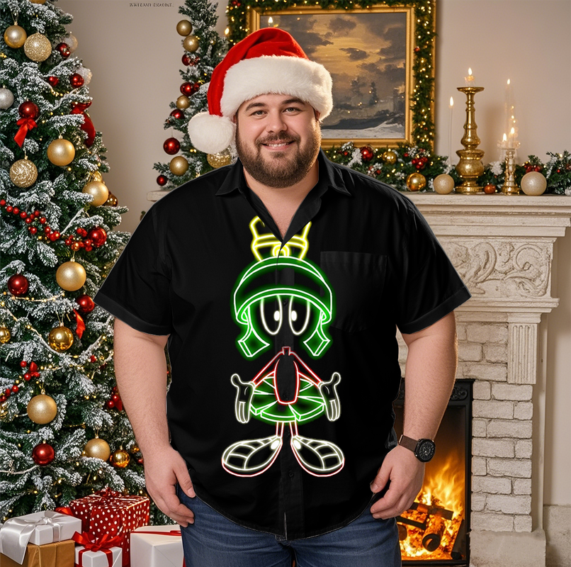 Simple Casual Christmas Shirt with Plus Size Options for Men