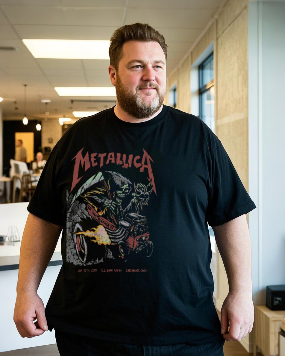 Plus Size men's Printed T-Shirt | 100% Cotton | Summer Casual Tee