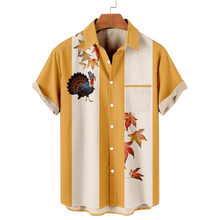 Load image into Gallery viewer, Men&#39;s Thanksgiving Turkey Printed Casual Short Sleeve Plus Size Shirt