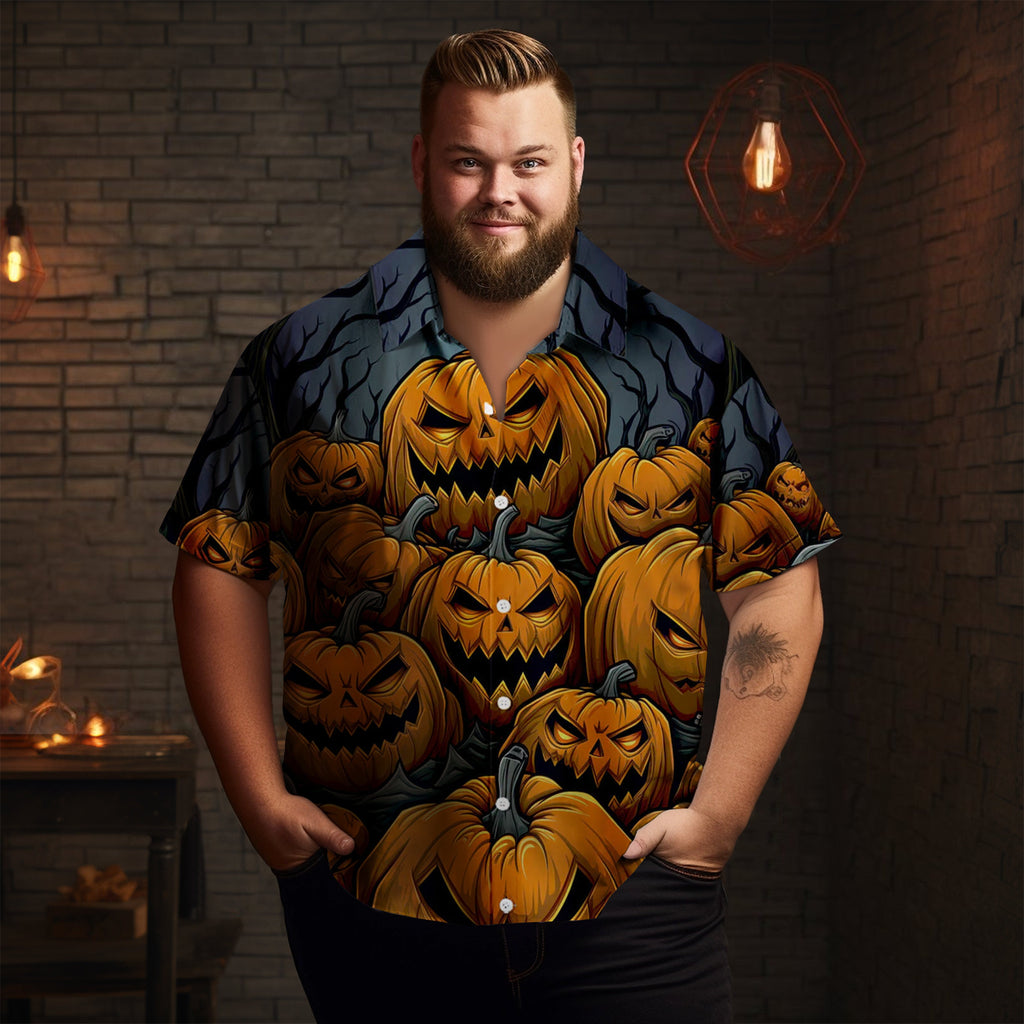 Halloween Pumpkin Illustration Men's Short Sleeve Shirt