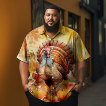 Load image into Gallery viewer, Thansgiving  Turkey  Maple Leaf  Printed  Casual Men&#39;s Plus Size Short Sleeve Shirt