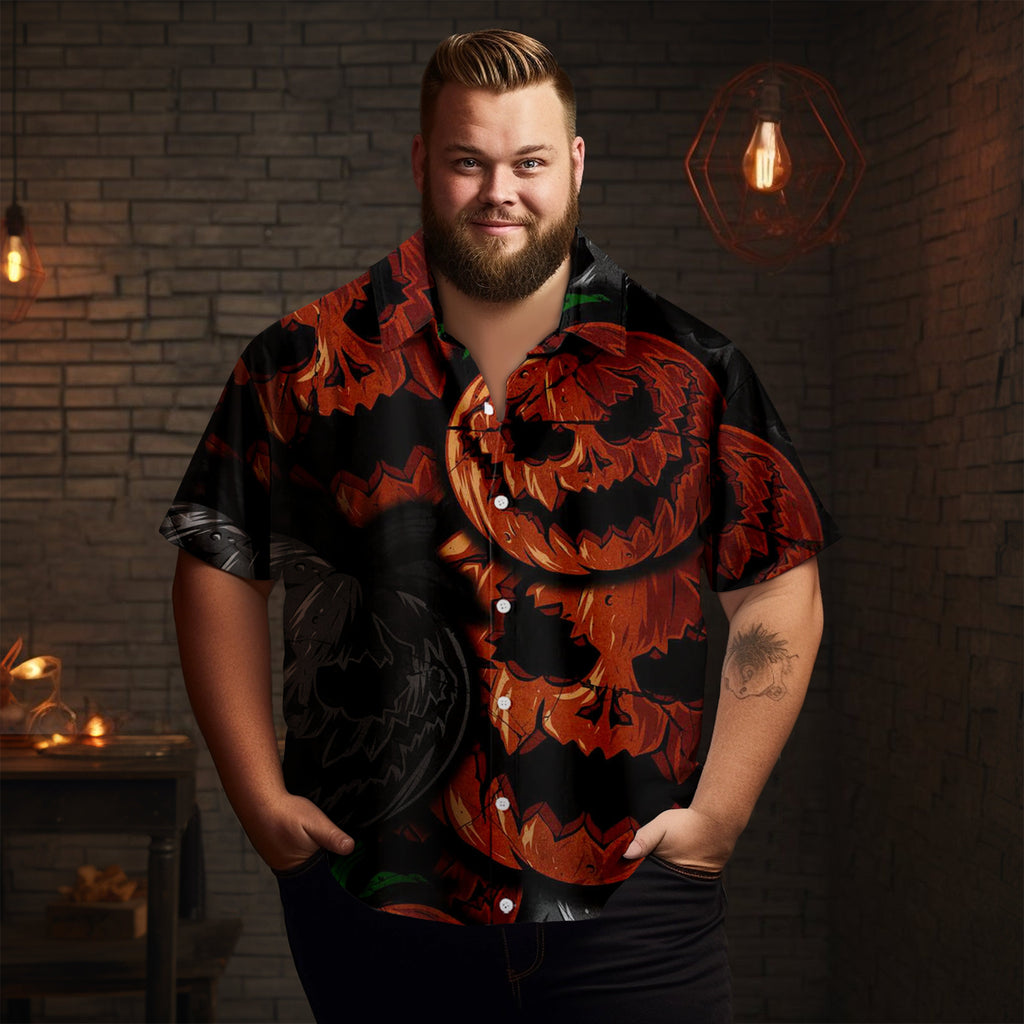 Halloween Pumpkin Pattern Men's Short Sleeve Shirt