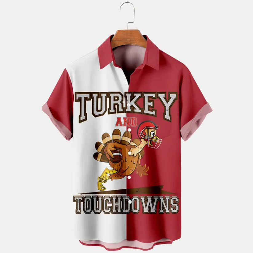 Thanksgiving Funny Turkey  Men's Plus Size Short Sleeve Shirt