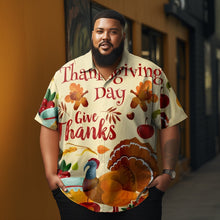 Load image into Gallery viewer, Thanksgiving Turkey Printed  Casual Men&#39;s Plus Size Short Sleeve Shirt