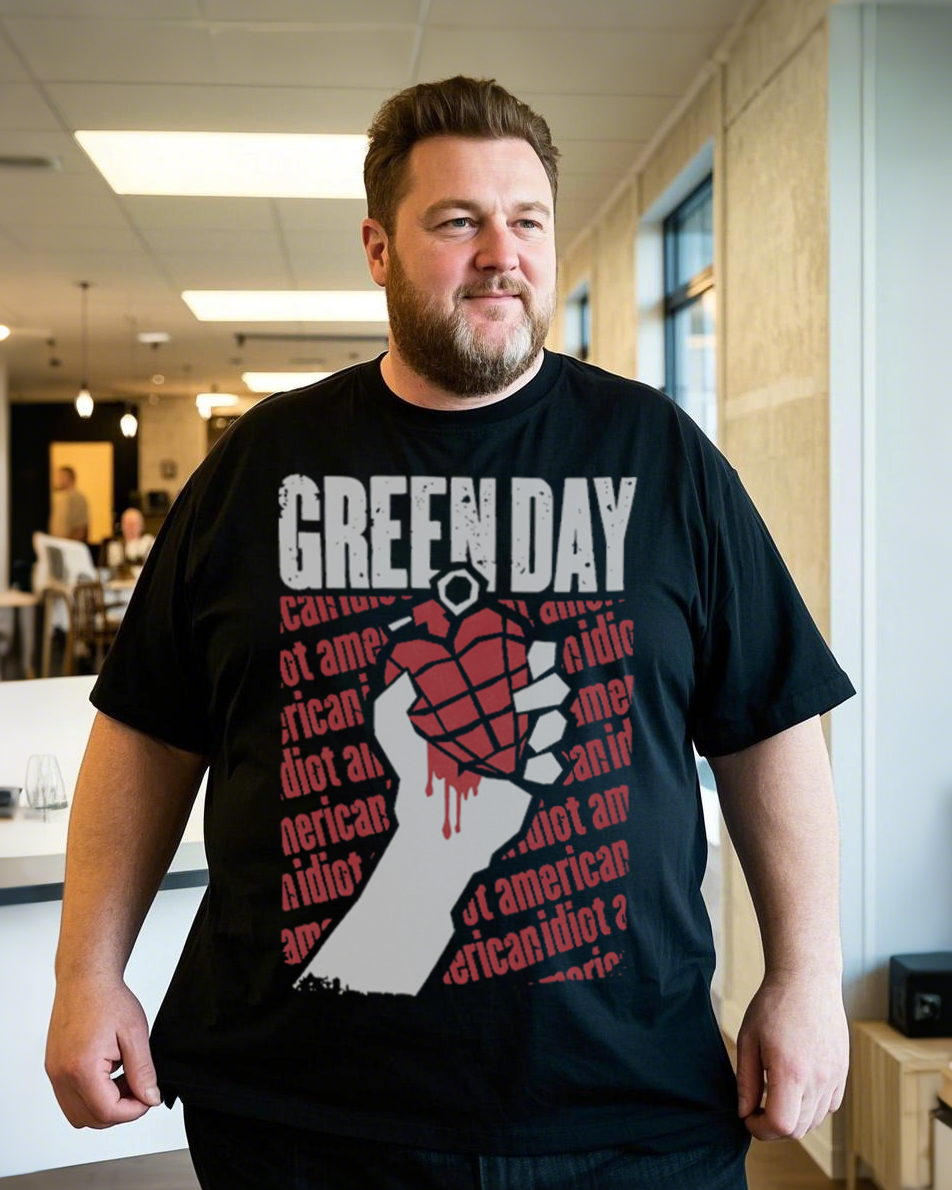 :Men's Oversized Graphic T-Shirt 100% Soft Cotton Summer T-Shirt | Plus Size Casual V-Neck Top