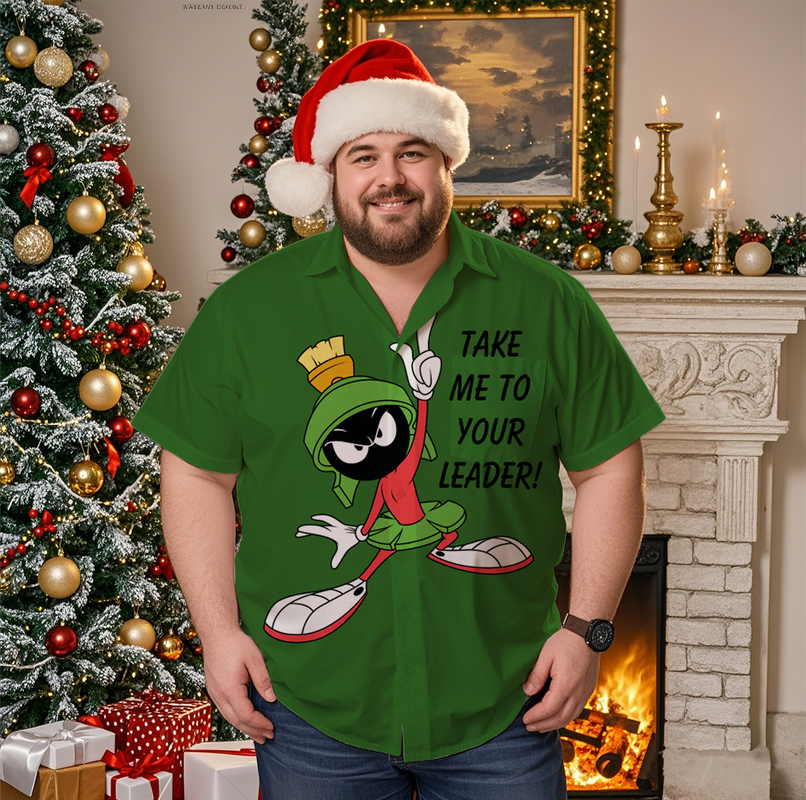 Simple Casual Christmas Shirt with Plus Size Options for Men