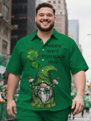 Gentlemen's Extended Size Geometric Irish Motif Short Sleeve Shirt and Shorts