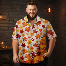 Load image into Gallery viewer, Men&#39;s Thanksgiving Maple Leaf Printed Casual Short Sleeve Plus Size Shirt