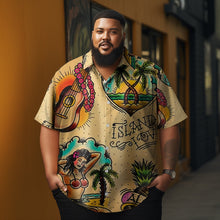 Load image into Gallery viewer, Guitar Coconut Tree Pineapple Printed  Casual Men&#39;s Plus Size Short Sleeve Shirt