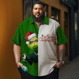 Men's Christmas monster printed  Plus Size Short Sleeve Shirt