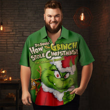 Load image into Gallery viewer, Men&#39;s Christmas Cartoon stripes printed  Plus Size Short Sleeve Shirt