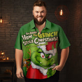 Men's Christmas Cartoon stripes printed  Plus Size Short Sleeve Shirt