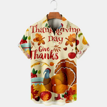 Load image into Gallery viewer, Thanksgiving Turkey Printed  Casual Men&#39;s Plus Size Short Sleeve Shirt