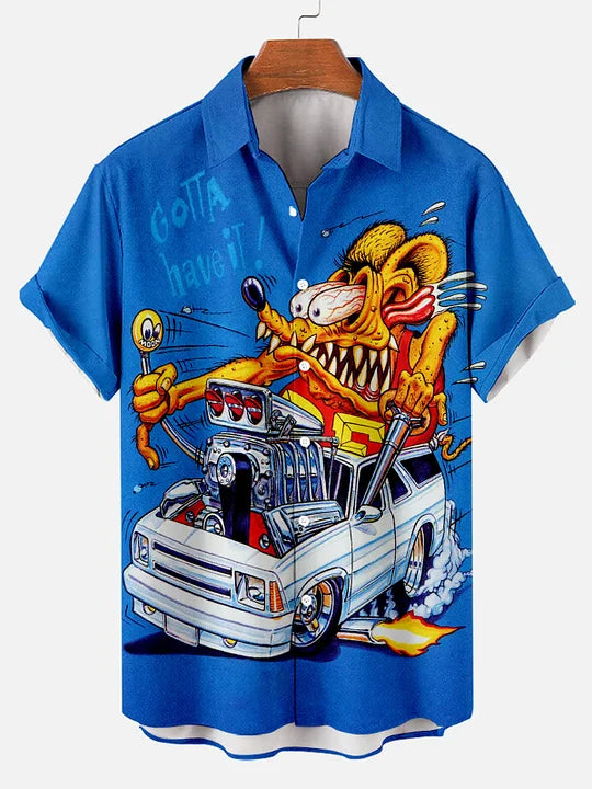 Car Anime Series printed  Plus Size Short Sleeve Shirt