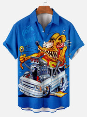 Car Anime Series printed  Plus Size Short Sleeve Shirt