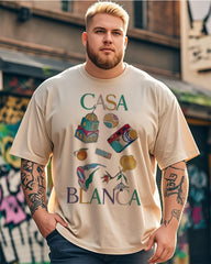 Summer Apricot  Casual Short-Sleeve Printed T-Shirt (100% Breathable Cotton, Plus Size