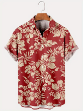 Load image into Gallery viewer, Floral Printed  Casual Men&#39;s Plus Size Short Sleeve Shirt