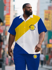 Male Full-Figure Tropical Nautical Sport Short-Sleeve Set