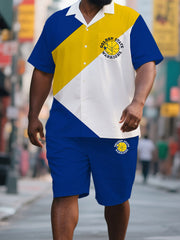 Male Full-Figure Tropical Nautical Sport Short-Sleeve Set