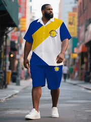 Male Full-Figure Tropical Nautical Sport Short-Sleeve Set