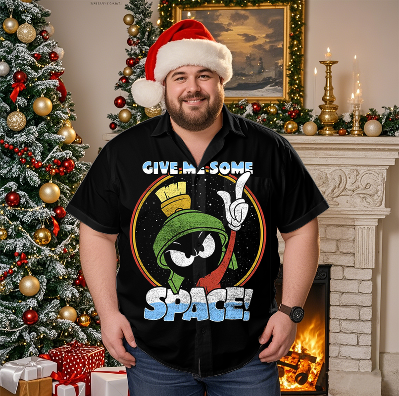 Simple Casual Christmas Shirt with Plus Size Options for Men