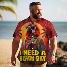 Load image into Gallery viewer, Men&#39;s Hawaiian Beach Day Parrot Print Plus Size Short Sleeve Shirt