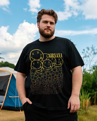 Men's Black Oversized T-Shirt – Lightweight Summer Graphic Tee, Breathable Cotton Loose Fit (Plus Size)