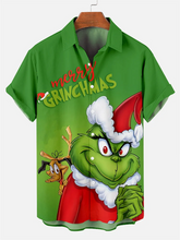 Load image into Gallery viewer, Men&#39;s Christmas monster   printed  Plus Size Short Sleeve Shirt