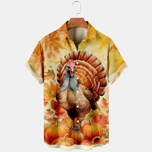 Load image into Gallery viewer, Thansgiving  Turkey  Maple Leaf  Printed  Casual Men&#39;s Plus Size Short Sleeve Shirt