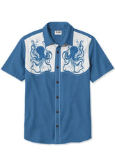 Load image into Gallery viewer, Men&#39;s Vintage Western Style Octopuses Printed Plus Size Short Sleeve Shirt