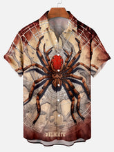 Load image into Gallery viewer, Men&#39;s Halloween Horror Movie Spider Pattern Short Sleeve Shirt