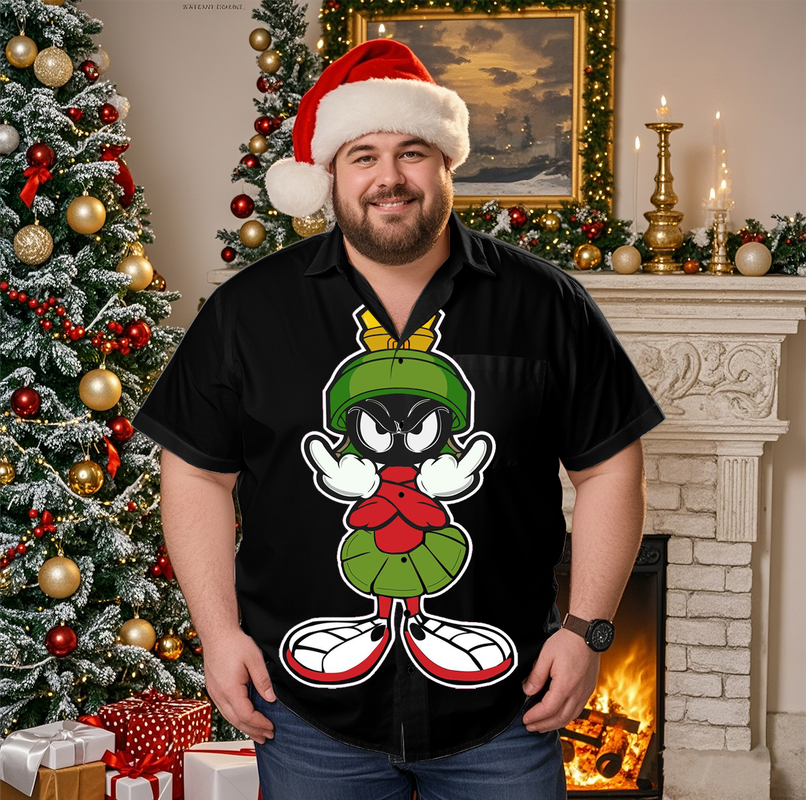 Simple Casual Christmas Shirt with Plus Size Options for Men