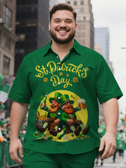 Men's Roomy Clean Line Irish Holiday Short Sleeve Shirt and Shorts