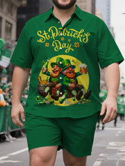 Men's Roomy Clean Line Irish Holiday Short Sleeve Shirt and Shorts