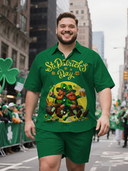 Men's Roomy Clean Line Irish Holiday Short Sleeve Shirt and Shorts