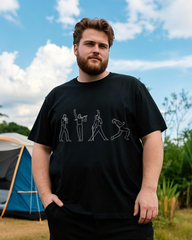 Men's Black Oversized T-Shirt – Lightweight Summer Graphic Tee, Breathable Cotton Loose Fit (Plus Size)