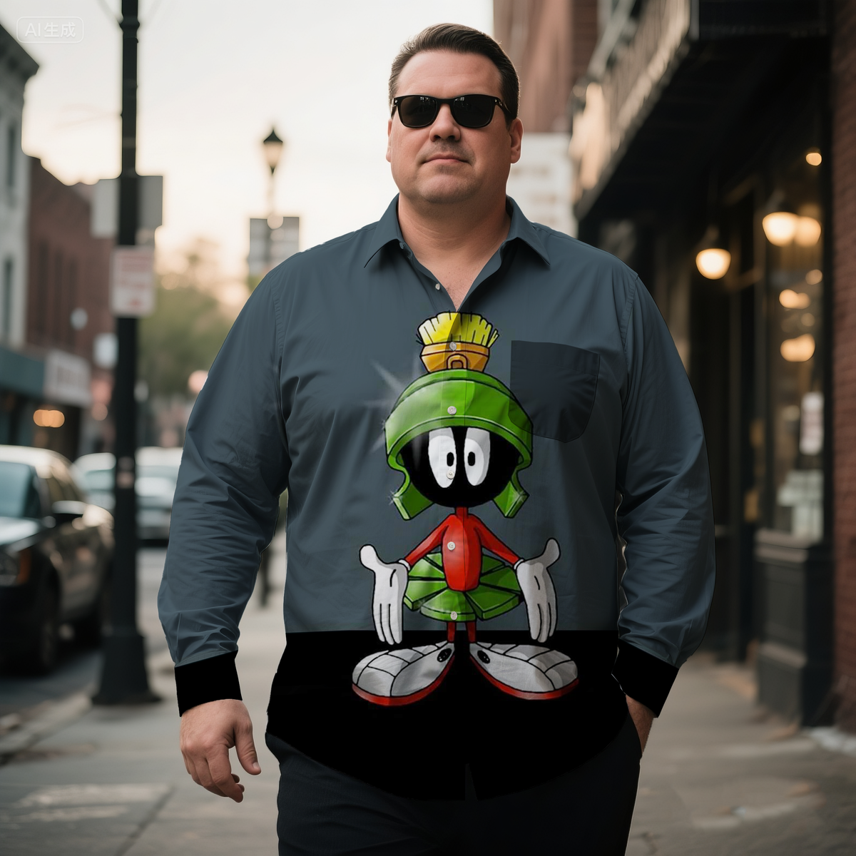 Men's Classic Nostalgic Anime Star Costume Printing Long Sleeve Shirt